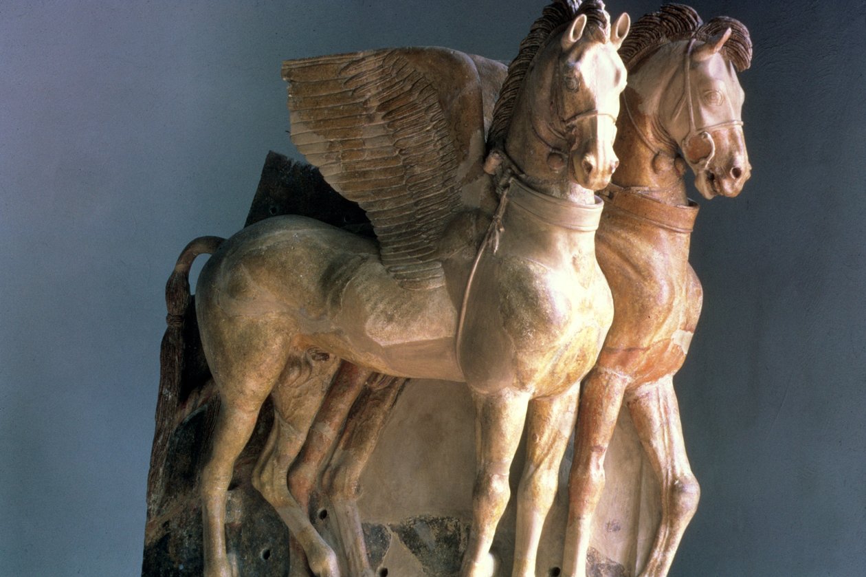 COX I 309 زوج من خيول الطين المجنح ، من معبد Tarquinia ، إيطاليا ، القرنين الخامس والسادس قبل الميلاد (انظر أيضًا 60481) بواسطة غير معروف غير معروف