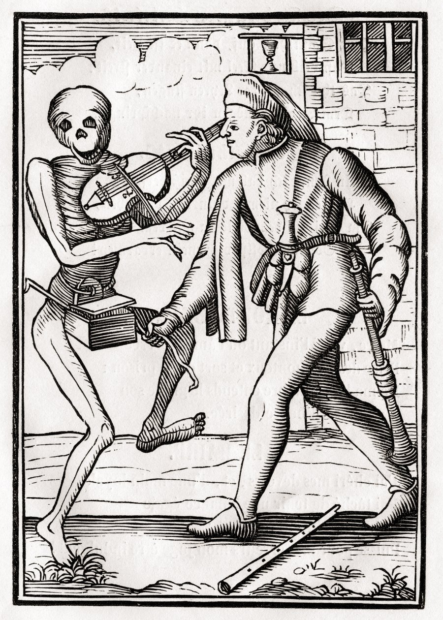يأتي الموت للموسيقي ، من "Der Todten Tanz" ، نشر بازل ، 1843 (ليثو) بواسطة غير معروف غير معروف