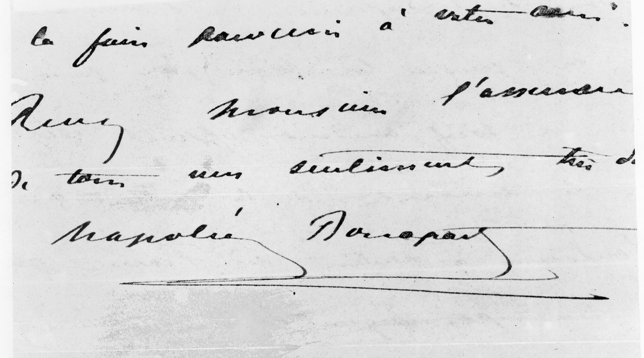 خط نابليون بونابرت وتوقيعه (1769-1821) (قلم وحبر على ورق) بواسطة غير معروف غير معروف