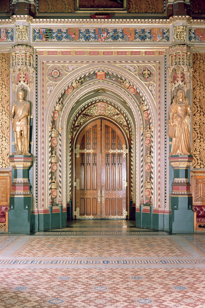 منازل البرلمان ، مدخل غرفة روبينج ، رويال جاليري ، c.1841 ، السير تشارلز باري ، (1795-1860) وأوغستس بوجين ، (1812-52) وستمنستر ، لندن ، المملكة المتحدة بواسطة غير معروف غير معروف