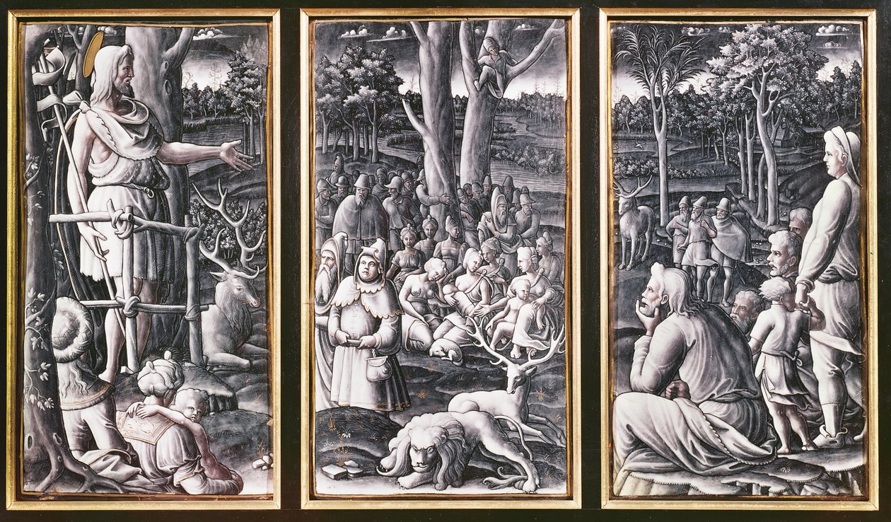Limoges triptych من القديس يوحنا المعمدان الوعظ في البرية ، القرن السادس عشر بواسطة غير معروف غير معروف