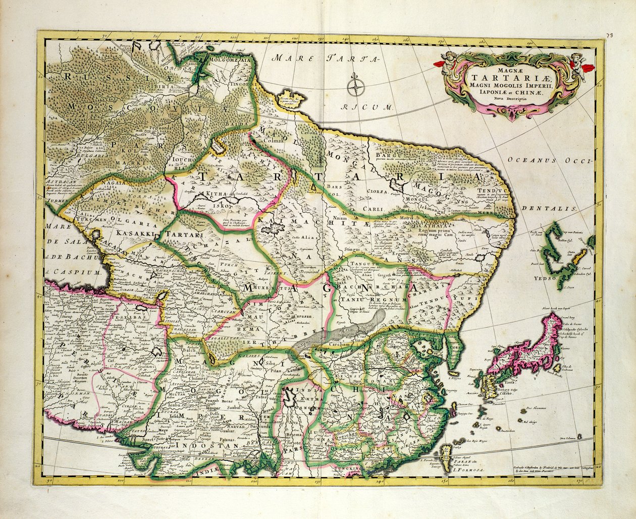 خريطة لمنغوليا تُظهر جزءًا من روسيا واليابان والصين ، ج .1680 ، بقلم فريدريك دي ويت بواسطة غير معروف غير معروف