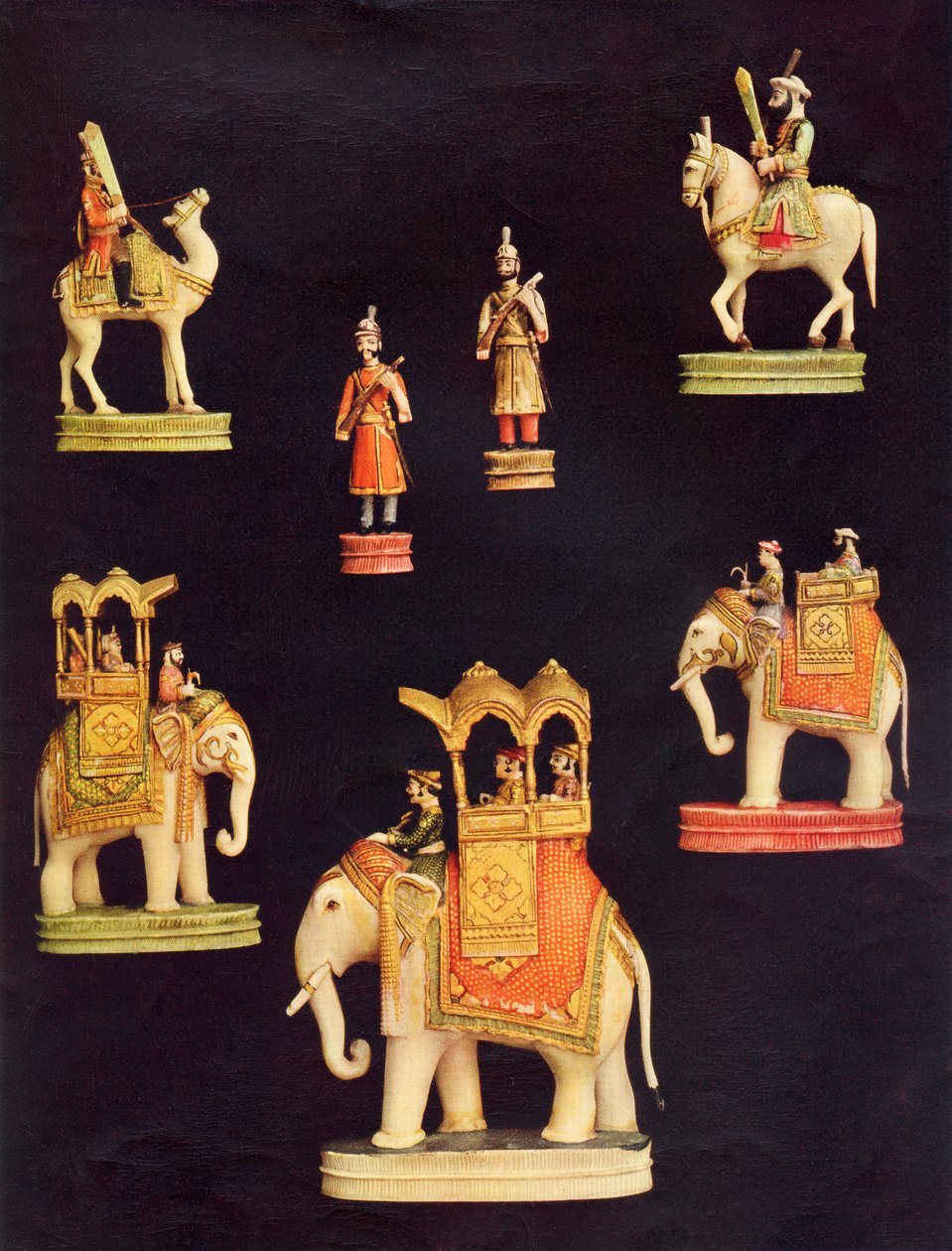 قطع من مجموعة شطرنج عاجية مصنوعة في دلهي من أجل Begum Samru في عام 1790 (لون ليثو) بواسطة غير معروف غير معروف
