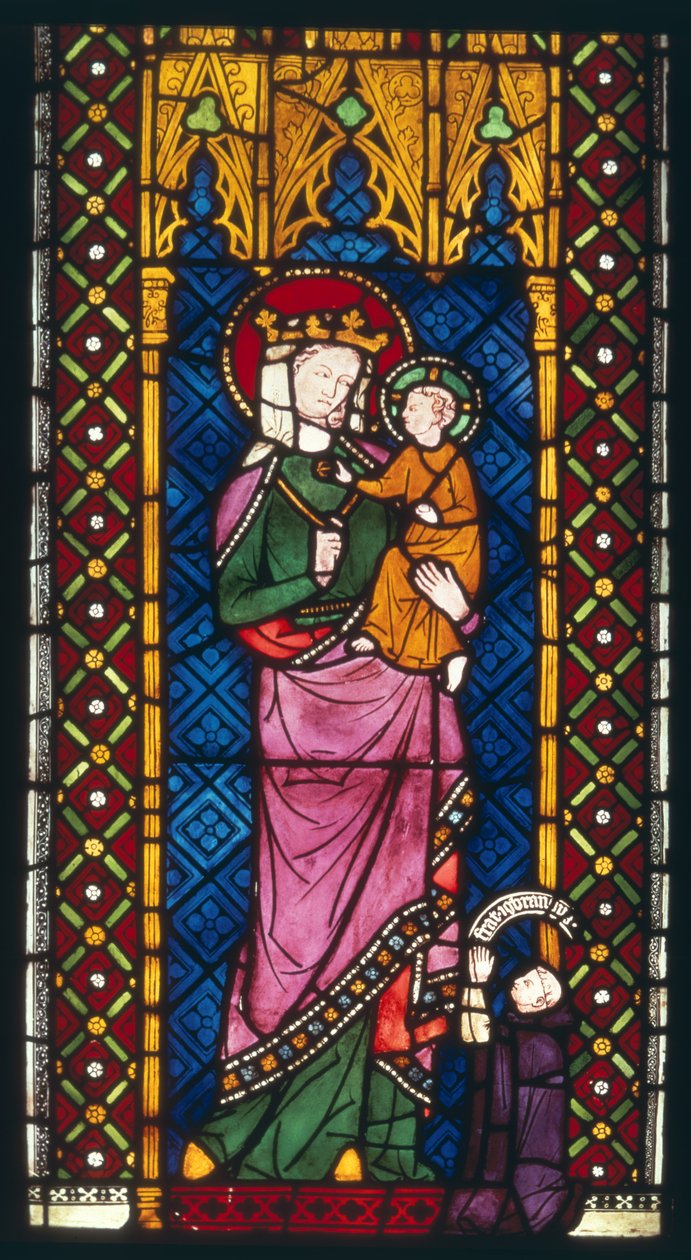 نافذة من الزجاج الملون تصور مادونا والطفل من كولونيا ، c.1380 بواسطة غير معروف غير معروف