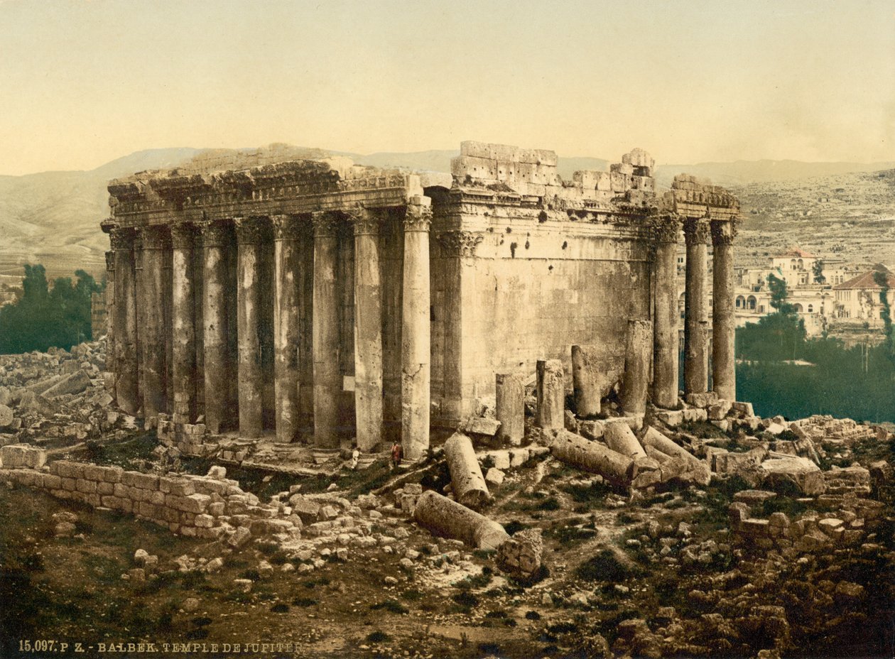 معبد المشتري ، الخارج ، بعلبك ، الأرض المقدسة ، (بعلبك ، لبنان) ، c.1890-c.1900 بواسطة غير معروف غير معروف