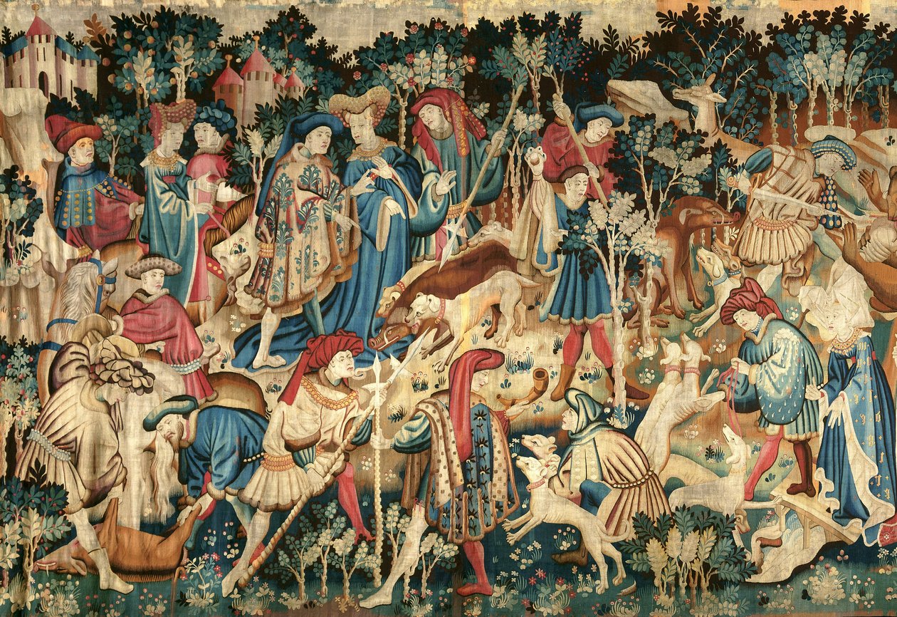 المفروشات الصيد ديفونشاير ، الخنزير والدب هانت ، ربما أراس ، 1425-1450 بواسطة غير معروف غير معروف