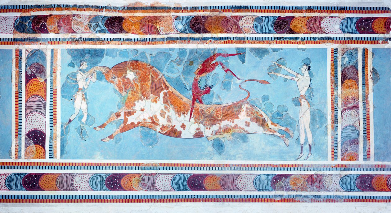 The Toreador Fresco، Knossos Palace، Crete، c.1500 قبل الميلاد بواسطة غير معروف غير معروف
