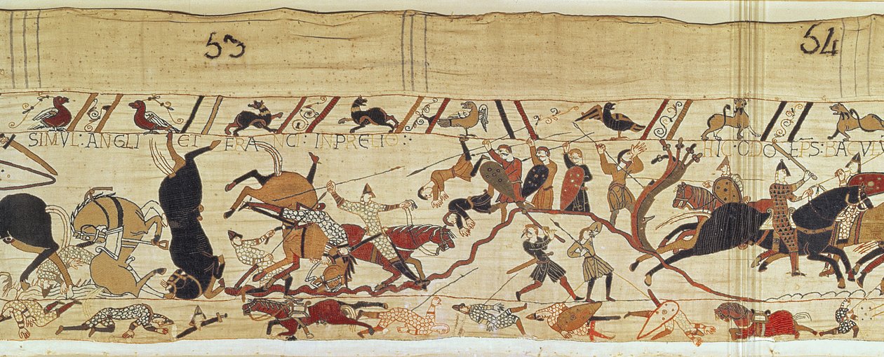 نورمان والإنجليزية يسقطان جنبًا إلى جنب في Battle ، Bayeux Tapestry بواسطة غير معروف غير معروف