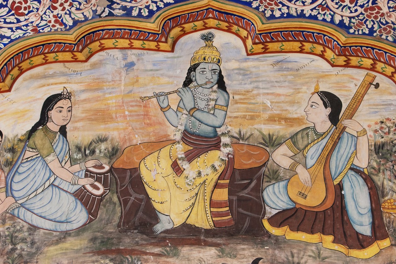 تفاصيل اللوحات على طول فناء متحف Nawalgarh Podar Haveli ، Nawalgarh ، راجستان ، الهند بواسطة غير معروف غير معروف