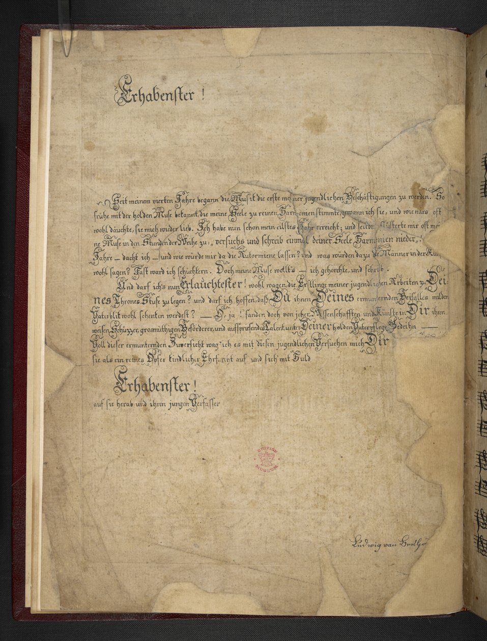 أضف MS 41631 f.1v نسخة بيتهوفن من سوناتاته الثلاثة المبكرة للبيانو فورتي في إب ، إف صغرى ود. بواسطة فنان غير معروف