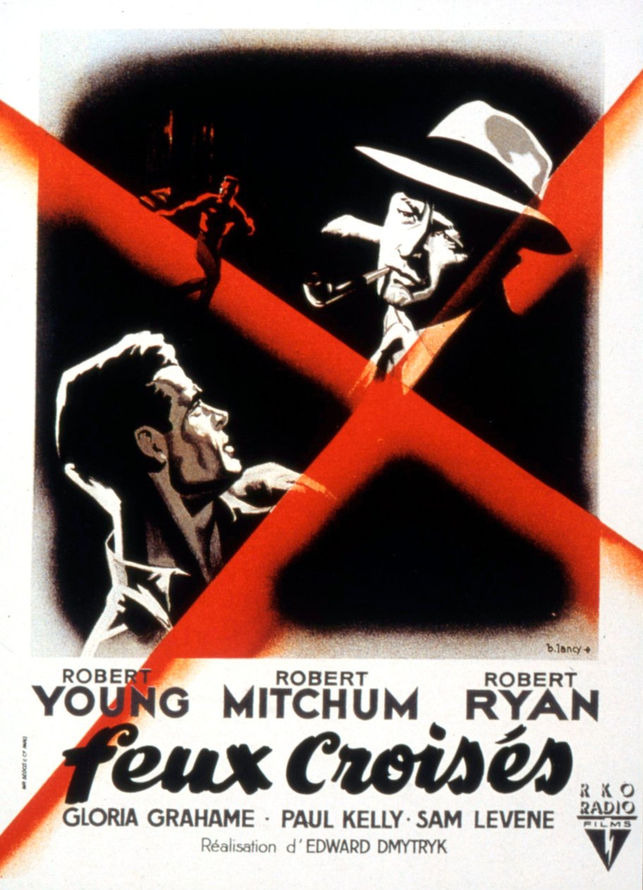 Affiche du film Crossfire de EdwarddMytryk avec Robert Young Robert Mitchum et Robert Ryan 1947 بواسطة غير معروف