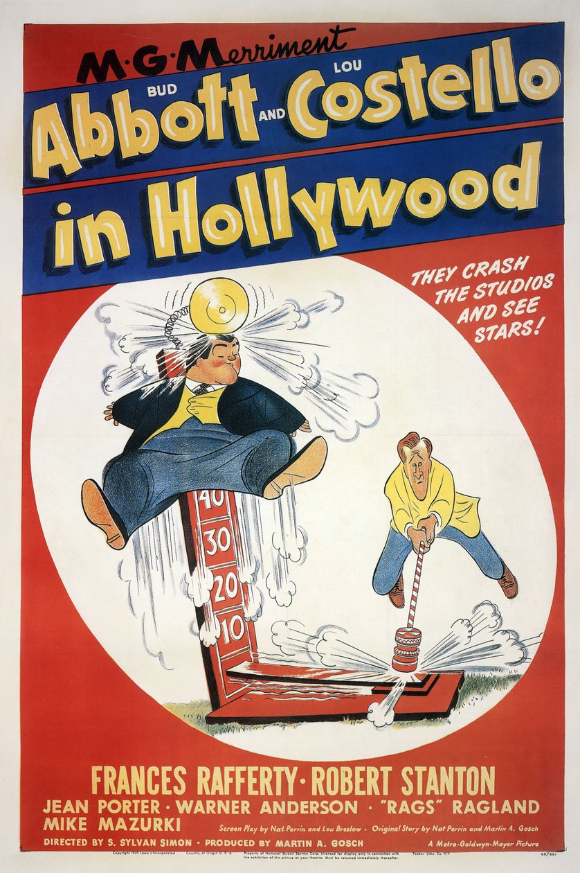 Affiche du film Deux nigauds a Hollywood, ABBOTT AND COSTELLO IN HOLLYWOOD de SYLVANSIMON avec Bud Abbott et Lou Costello 1945 بواسطة غير معروف