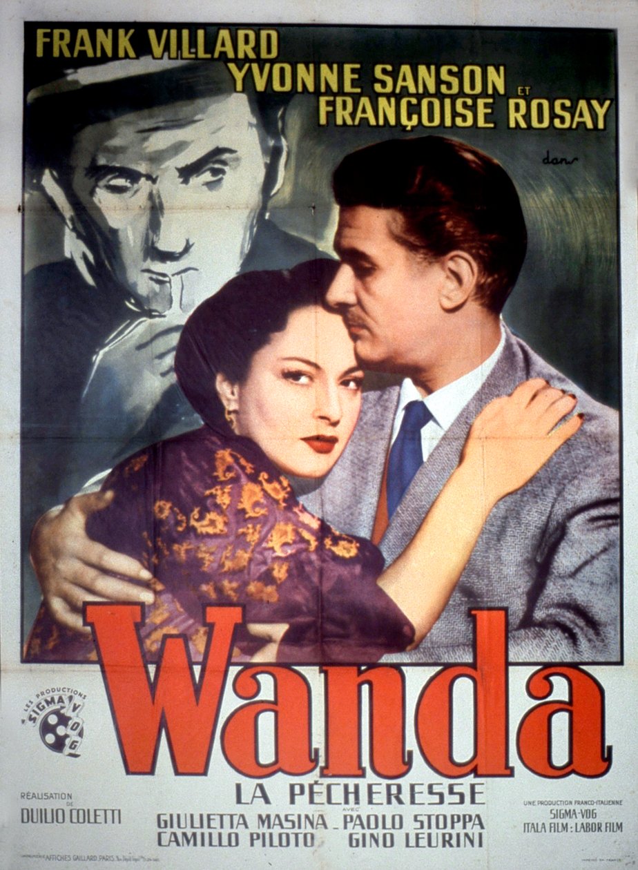 ملصق فيلم Wanda la Pecheresse بواسطة DuilioColetti مع Frank Villard Yvonne Sanson و Francoise Rosay 1952 بواسطة غير معروف