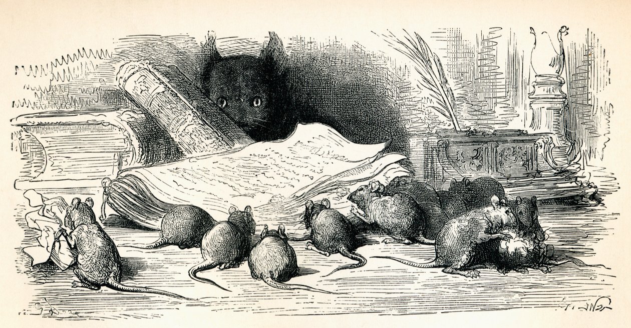 بعد عمل لجوستاف دوري من Fables by La Fontaine ، من Life and Reminiscences of Gustave Dore ، نُشر عام 1885 بواسطة غير معروف