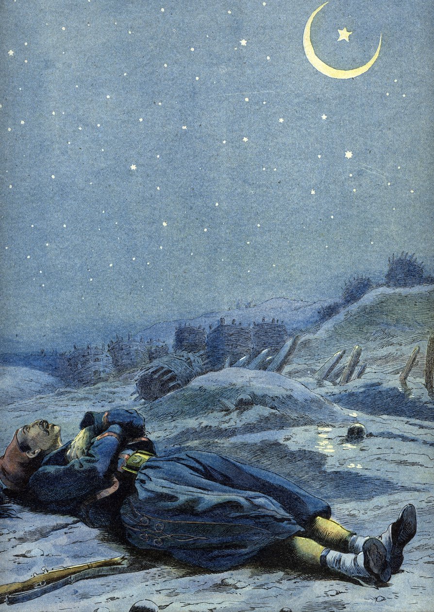 رمز النشيد الوطني التركي: جندي مات من أجل بلاده ، حوالي عام 1900 (رسم توضيحي) بواسطة فنان غير معروف