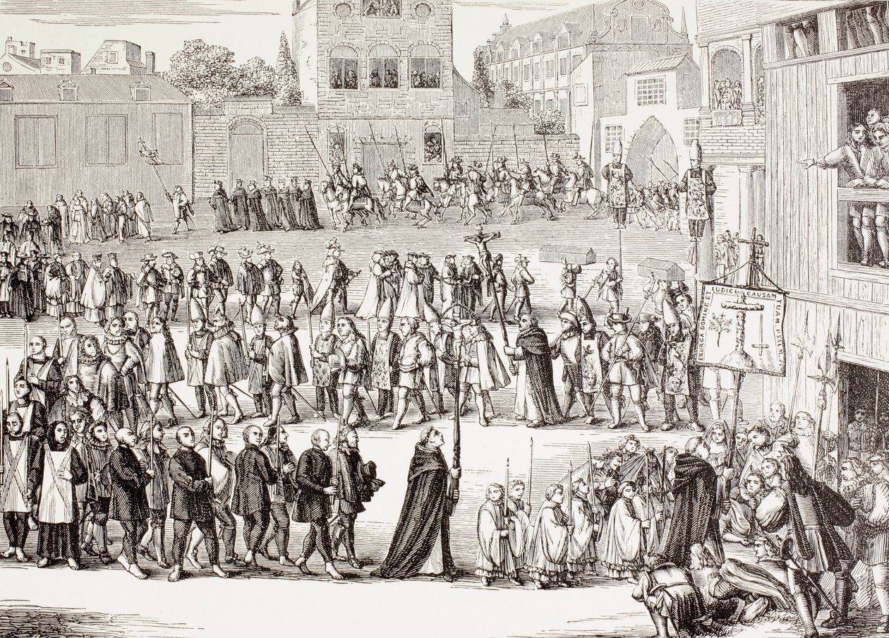 An Auto-da-fe, or Act of Faith, procession in Spain, after a 15th century engraving, from 