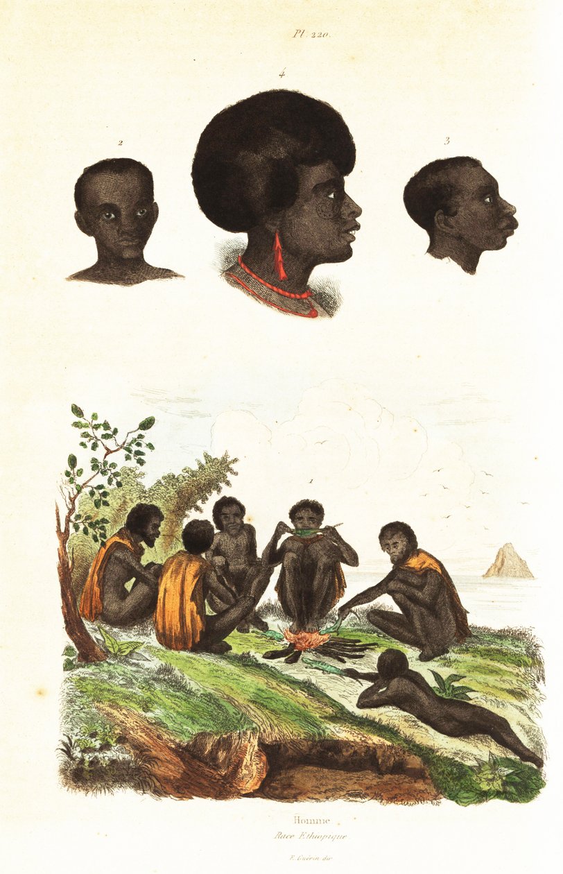 السكان الأصليون الأستراليون ورؤساء السكان الأصليون لوايجيو ، بابوا الغربية 1834-1839 (نقش) بواسطة فنان غير معروف