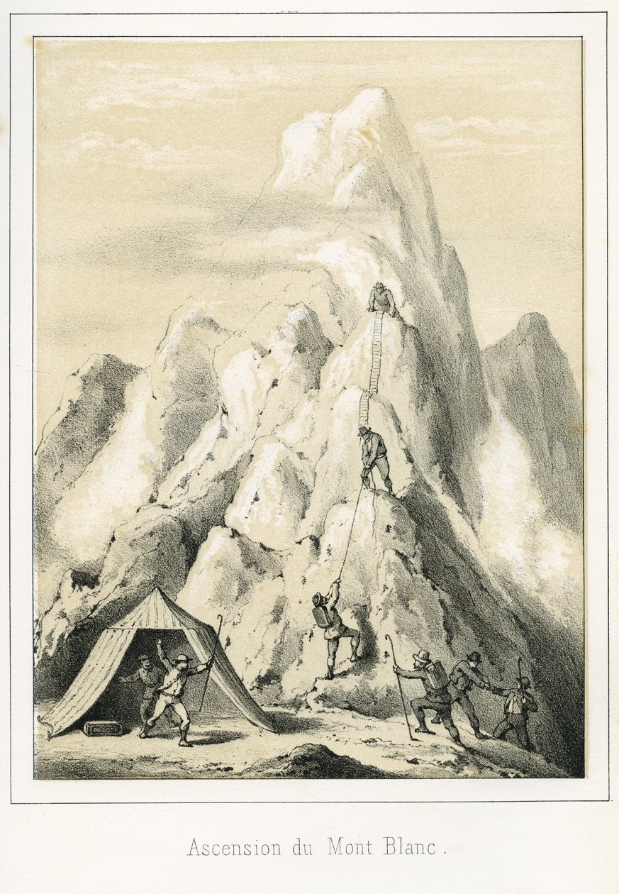 انهيار جليدي في مونت بلانك أسفر عن مقتل ثلاثة مرشدين. نقش "" Ciel Terre et Mer "بقلم R.Delasalle ، حوالي عام 1860 بواسطة غير معروف