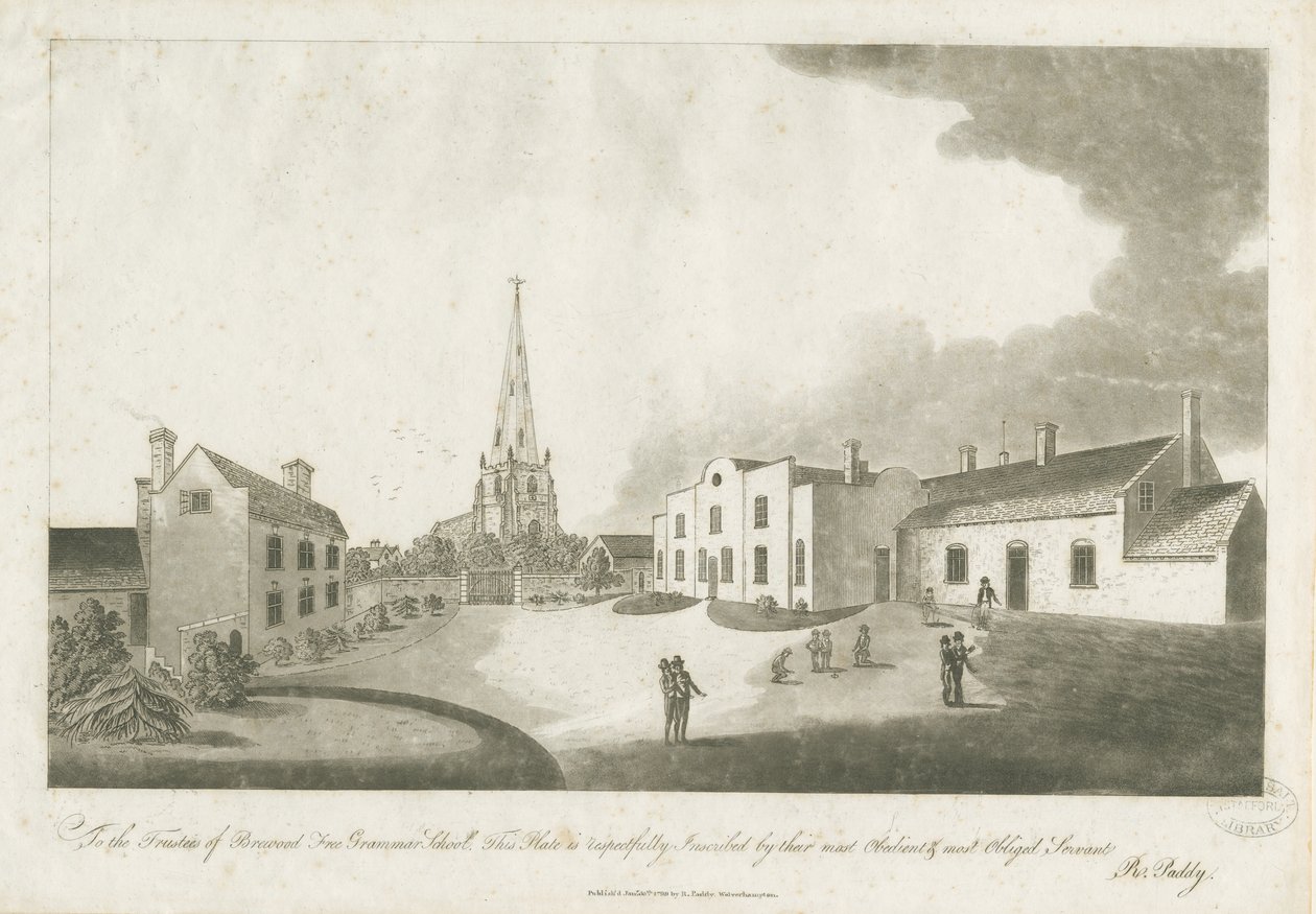 مدرسة Brewood Grammar School: نقش مائي ، 30 يناير 1799 بواسطة غير معروف