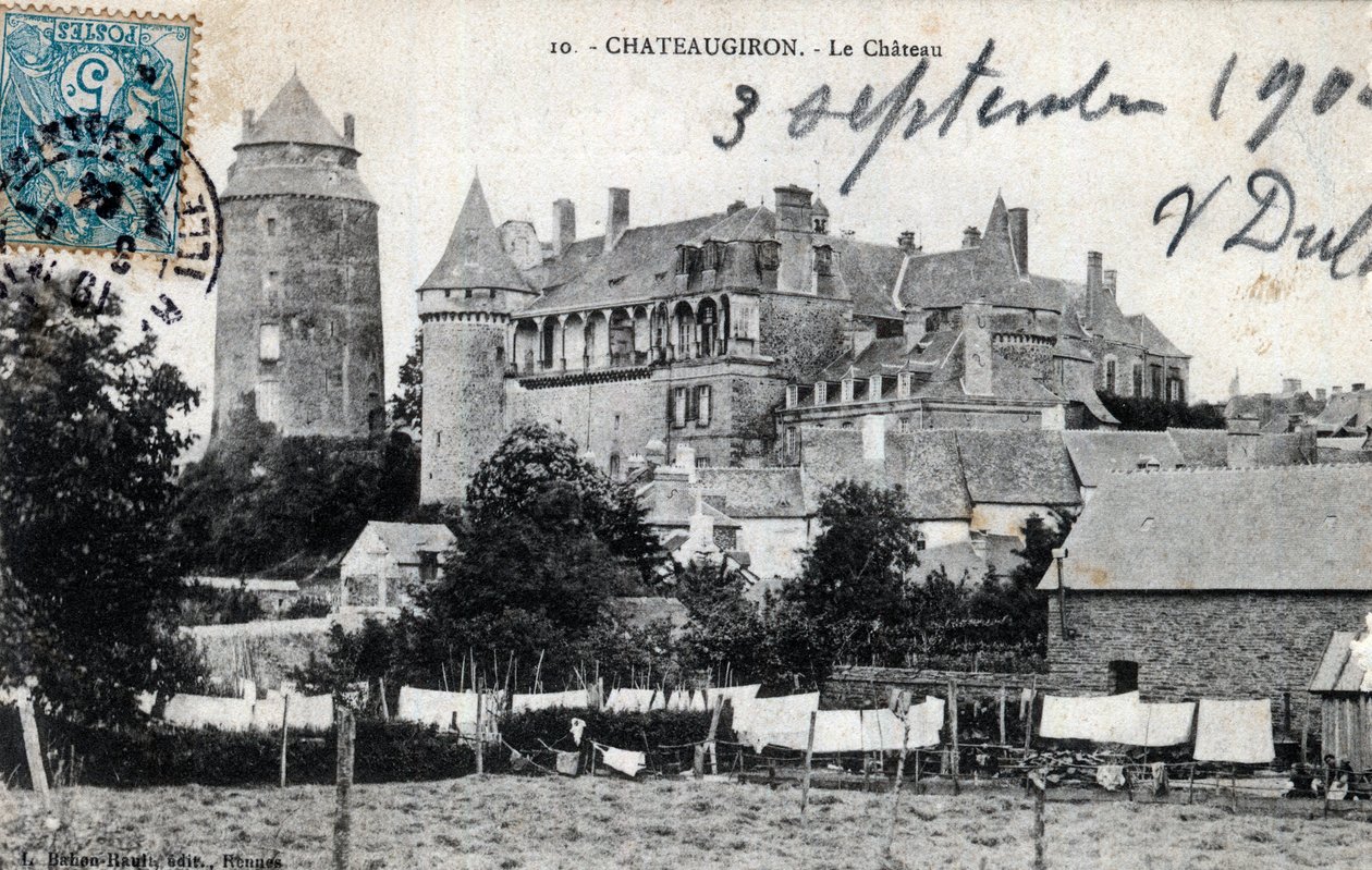 Brittany، Ille et Vilaine (35) ، Chateaugiron: منظر خارجي للقلعة - بطاقة بريدية مؤرخة عام 1904 بواسطة غير معروف