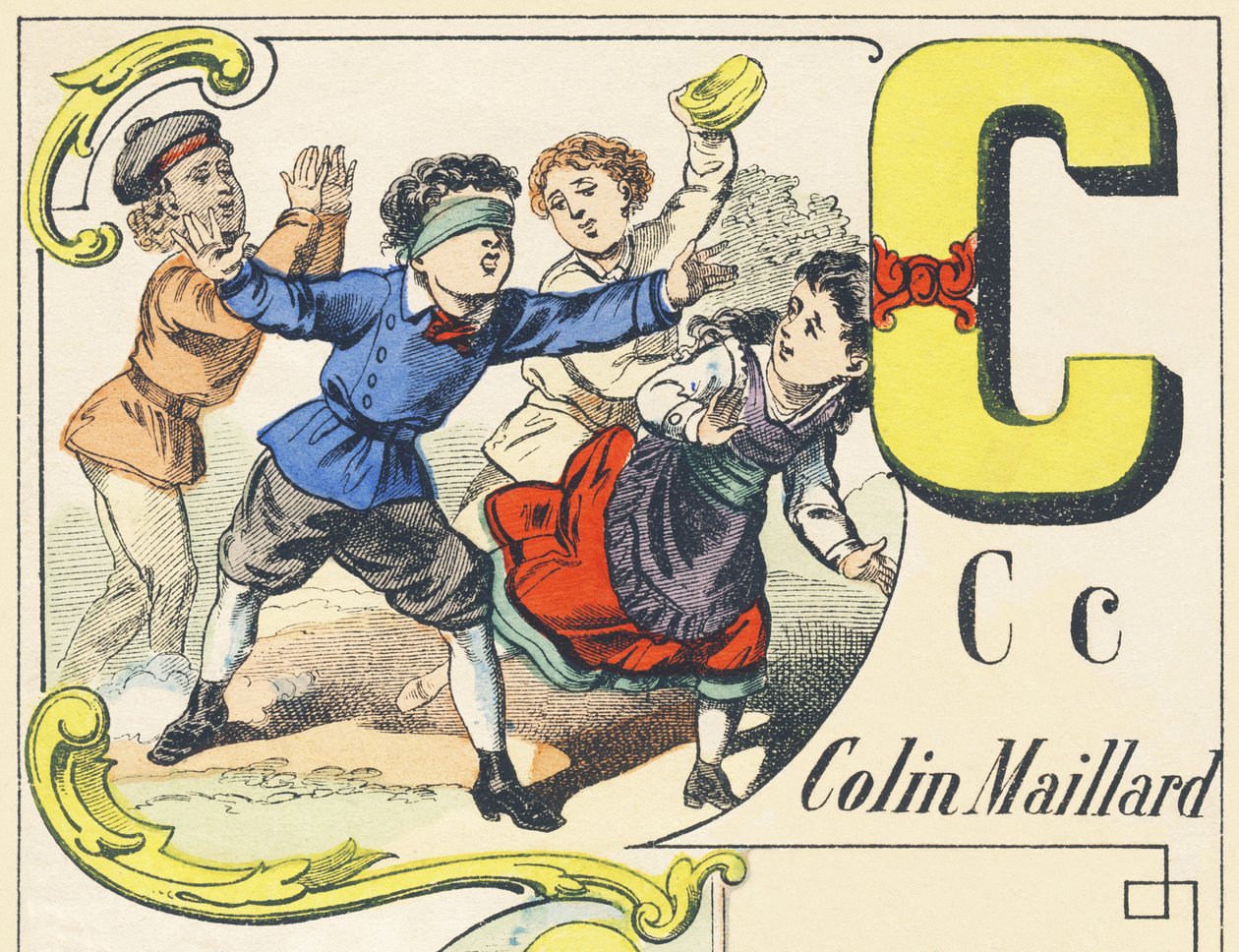C: Colin-Maillard - ألعاب الأبجدية ، حوالي 1890 (رسم توضيحي) بواسطة غير معروف