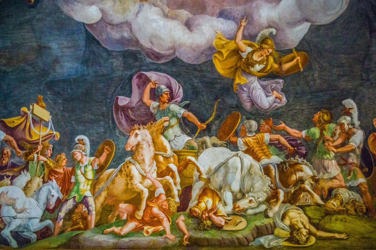 لوحة السقف في Palazzo Ducale ، القصر الملكي ، Castel San Giorgio ، Mantua ، لومباردي ، إيطاليا ، أوروبا (صورة) بواسطة فنان غير معروف