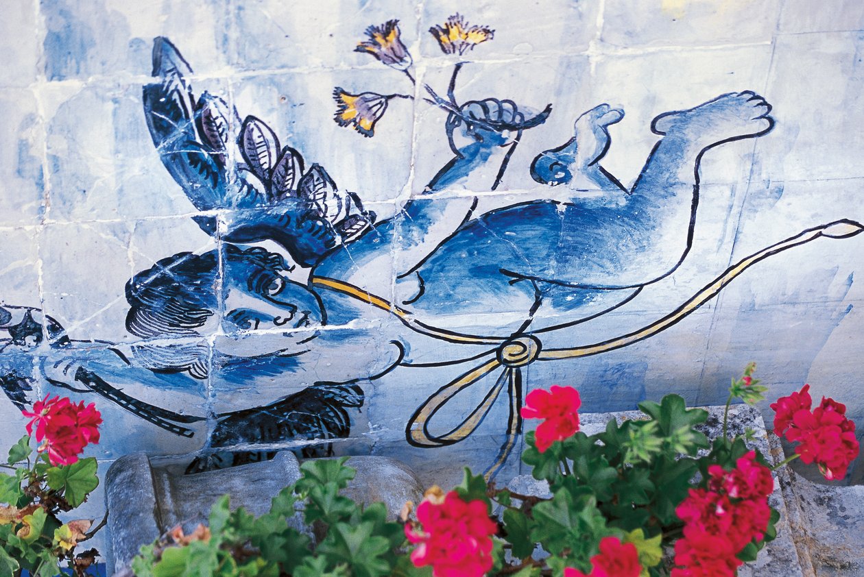 الكروب ، بلاط azulejos ، قصر المركيز في Fronteira ، لشبونة ، البرتغال ، التفاصيل بواسطة فنان غير معروف