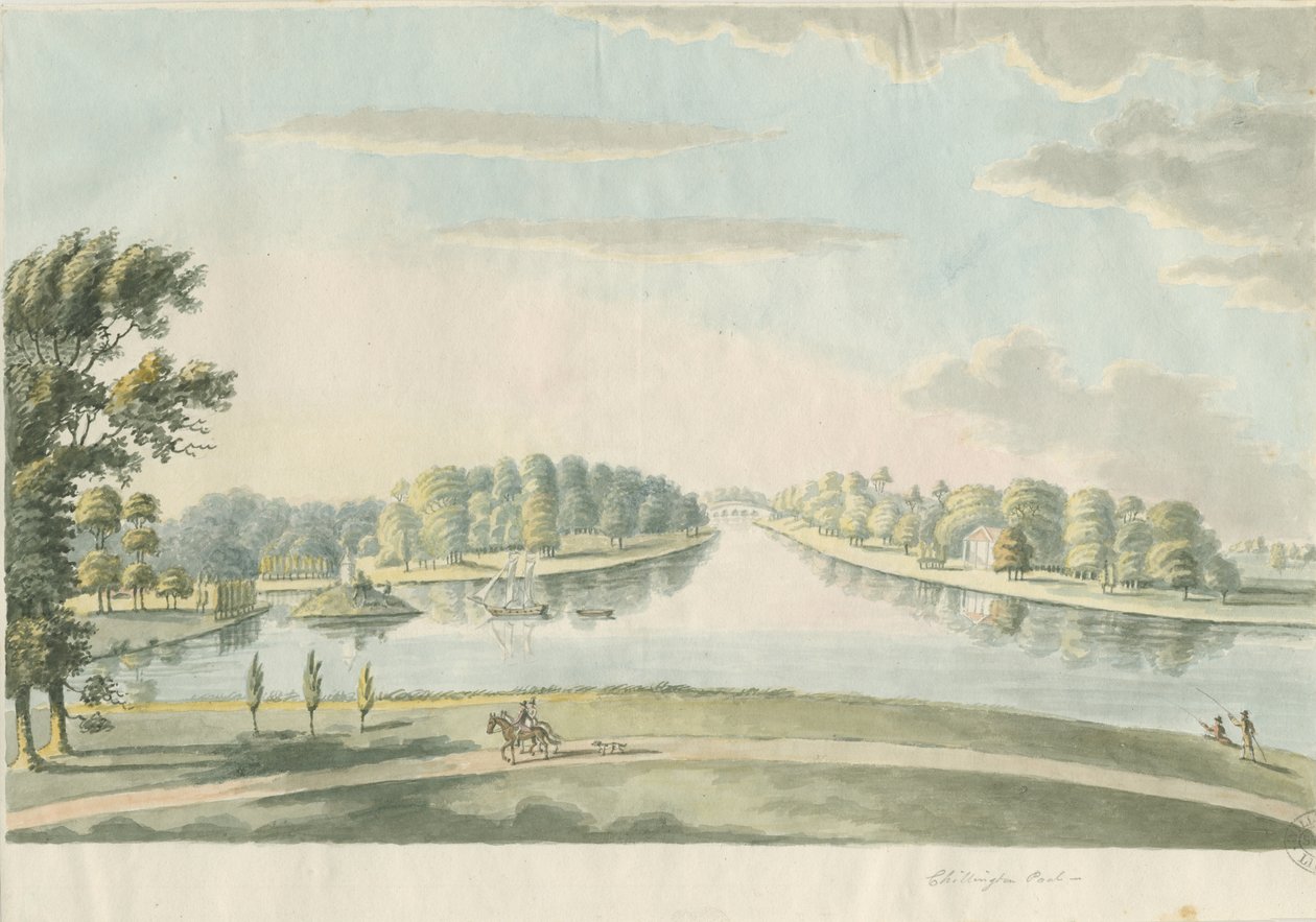 Chillington Park - حمام سباحة: لوحة ألوان مائية ، بدون تاريخ [c 1820] بواسطة غير معروف