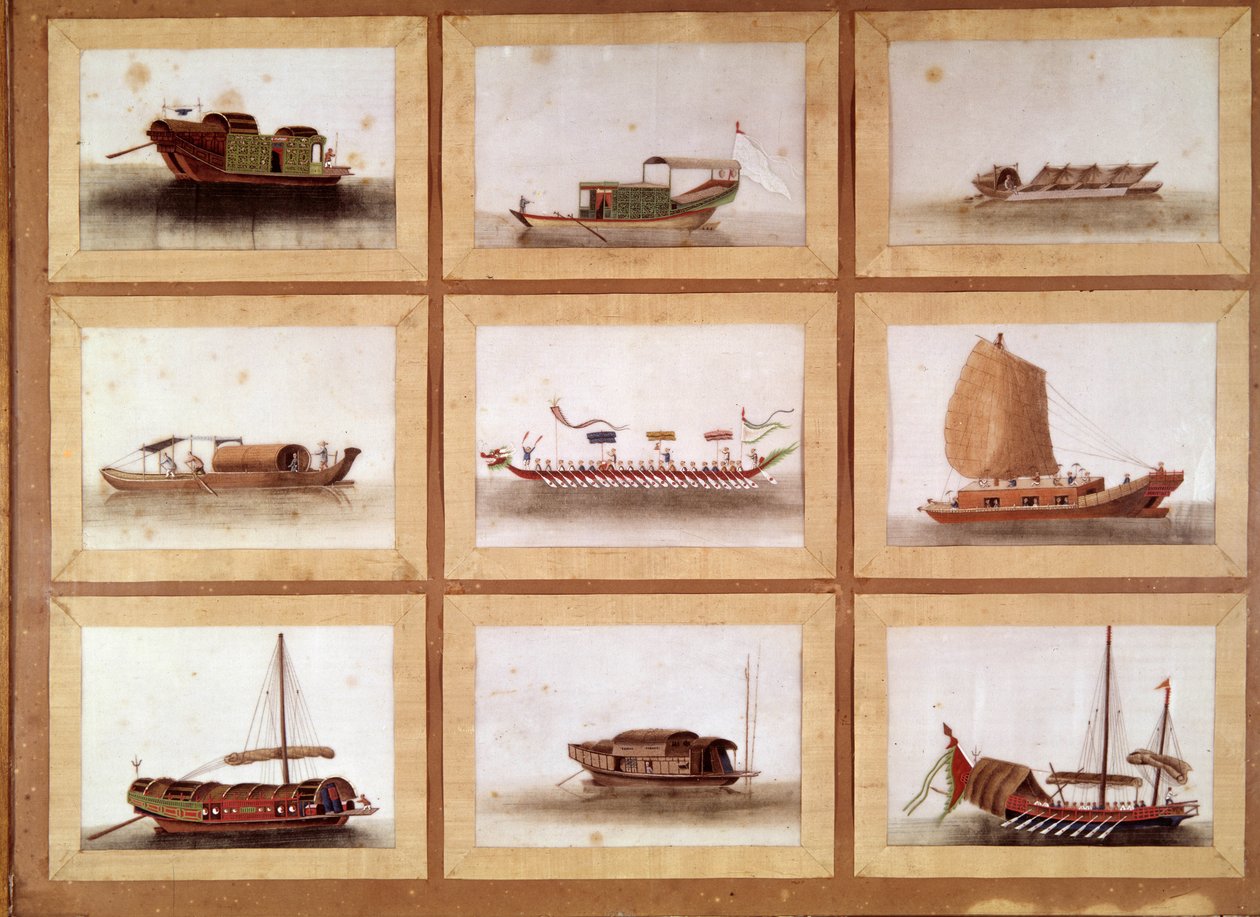 سفن الينك الصينية لـ Zheng He العظيم (Zheng-He أو Cheng Ho) (1371-1433) أو الحاج محمود (الاسم العربي) الخصي الصيني والمستكشف البحري. بواسطة فنان غير معروف