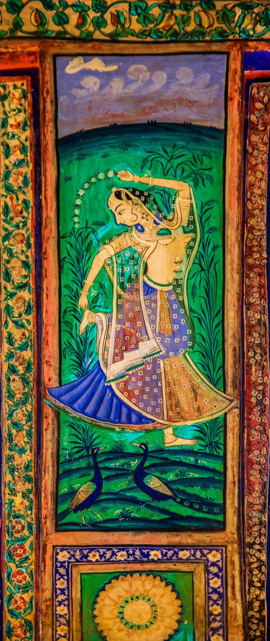 فناء Chittra Sala مع لوحات Virtuoso الجميلة ، Taragarh Fort ، Bandi ، Bandi ، Rajasthan ، India ، Asia (Photo) بواسطة فنان غير معروف