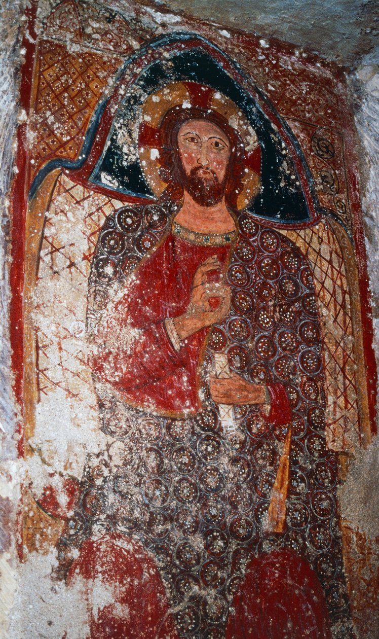 السيد المسيح المعلم ، لوحة جصية في سرداب ، مزار مريم من الدرج (القرن الثامن عشر) ، ماسافرا ، بوليا ، إيطاليا بواسطة فنان غير معروف