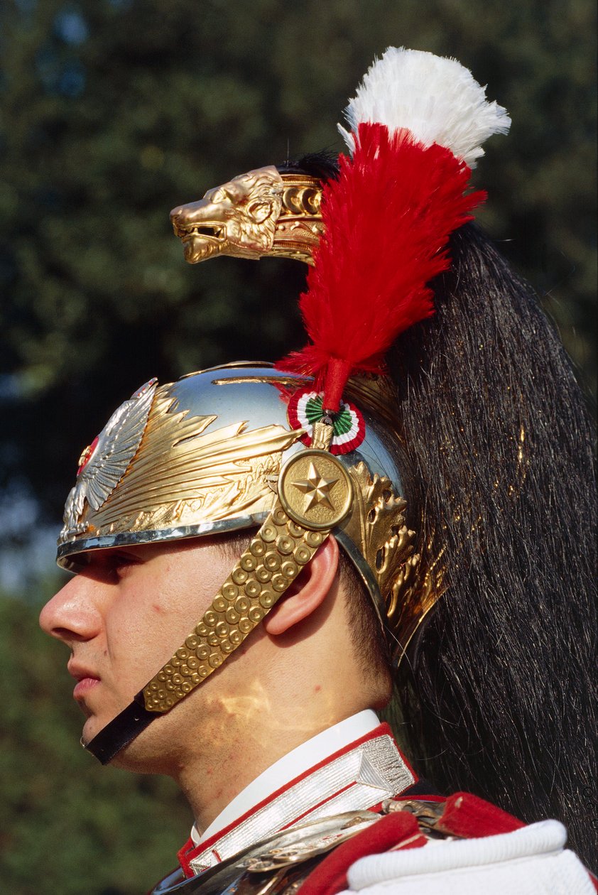 صورة مقربة من cuirassier يرتدي خوذة بواسطة فنان غير معروف