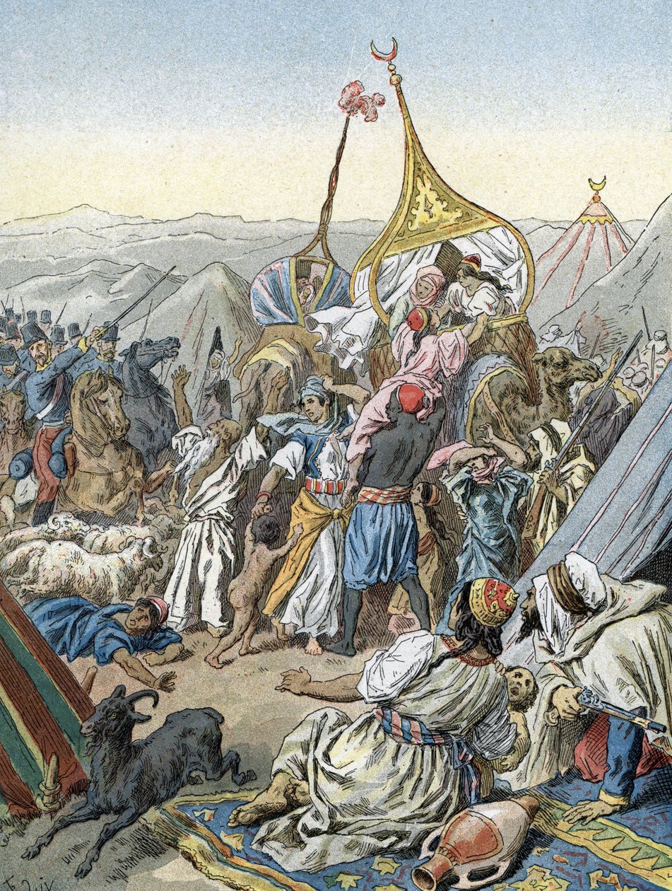 غزو الجزائر للجزائر: استيلاء دوق أومالي على سمالة عبد القادر في تاغوين (1843) بواسطة فنان غير معروف
