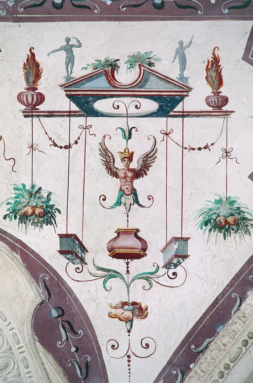تفاصيل سقف Hall of Grotesques (القرن السادس عشر) ، قلعة Della Manta ، مانتا (كونيو) ، بيدمونت ، إيطاليا بواسطة فنان غير معروف