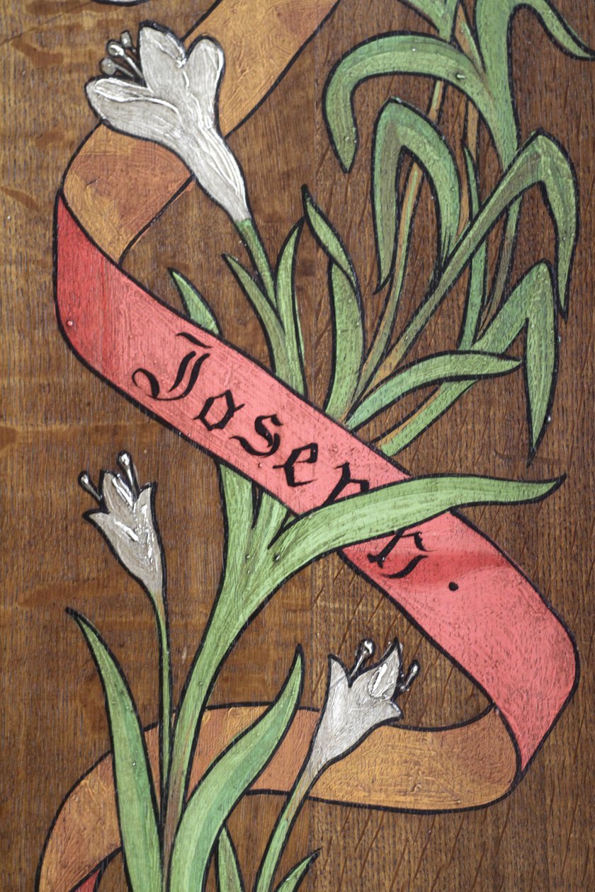 Drawing. Flowers and a ribbon with the name Joseph written on it, Fecamp, France بواسطة غير معروف
