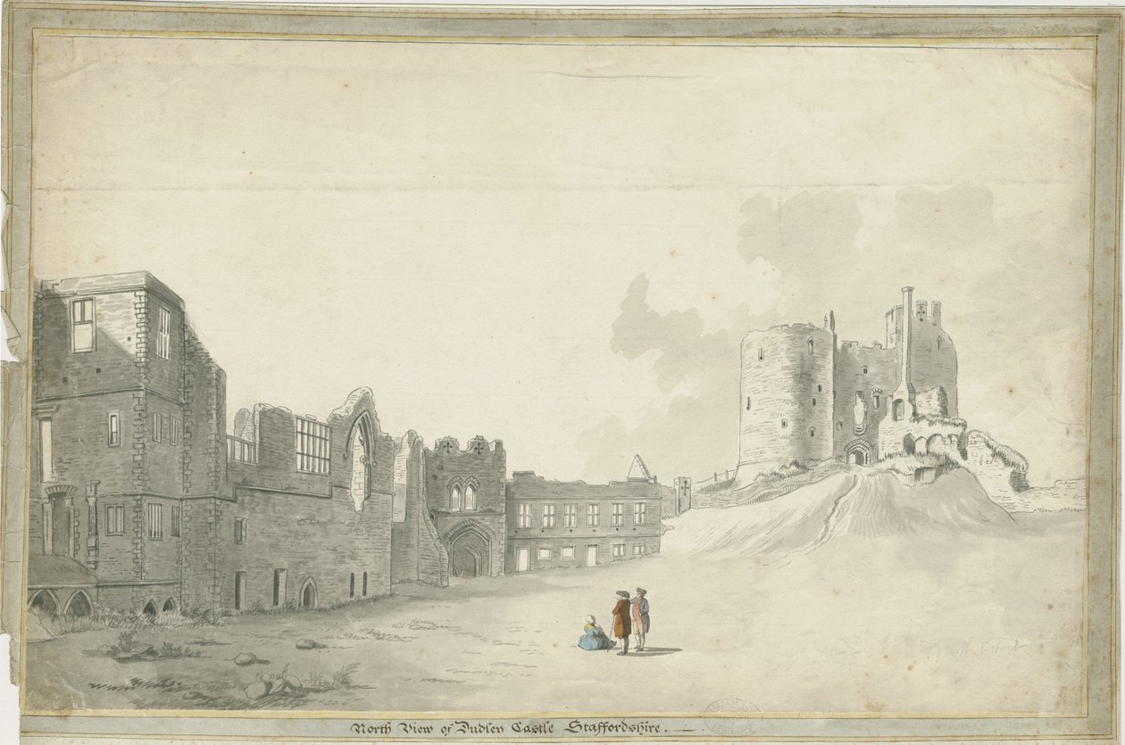 قلعة دودلي: رسم بني داكن ، بدون تاريخ [عام 1790] بواسطة غير معروف