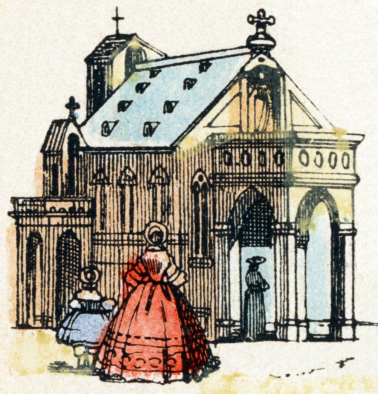 E - Eglise - Alphabet - ترفيه للأطفال - صورة epinal ، سلسلة شعبية c1890 (رسم توضيحي) بواسطة غير معروف