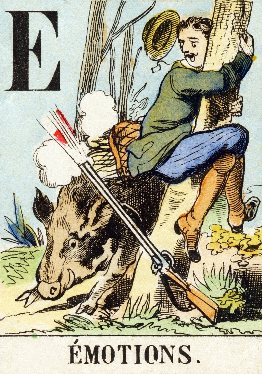 E: العواطف - أبجدية الصيد ، حوالي 1890 (نقش). بواسطة غير معروف