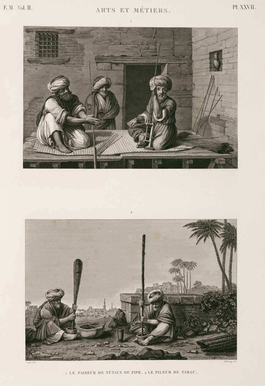 التصنيع ، صناع جذوع الأنابيب الأخرى ومضارب التبغ ، مصر ، ج 1798 بواسطة غير معروف