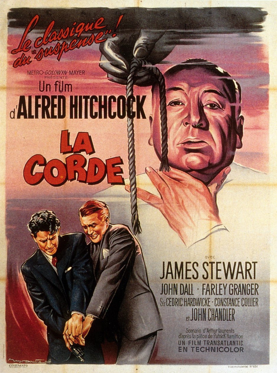French poster for the film Rope directed by Alfred Hitchcock starring Jimmy Stewart, John Dall and Farley Granger 1948 بواسطة غير معروف