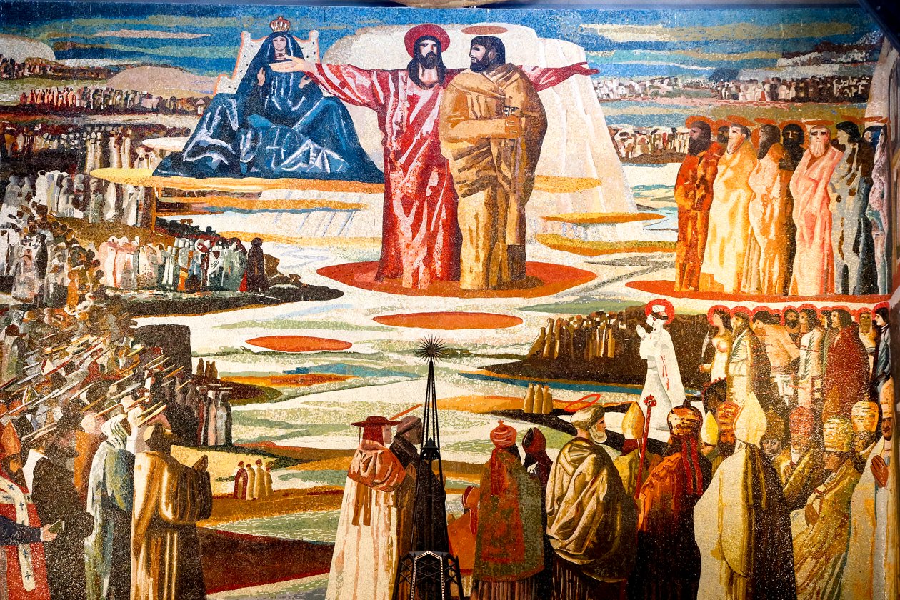 جص في كنيسة البشارة الرومانية الكاثوليكية ، الناصرة ، الجليل ، إسرائيل. (صورة فوتوغرافية) بواسطة غير معروف