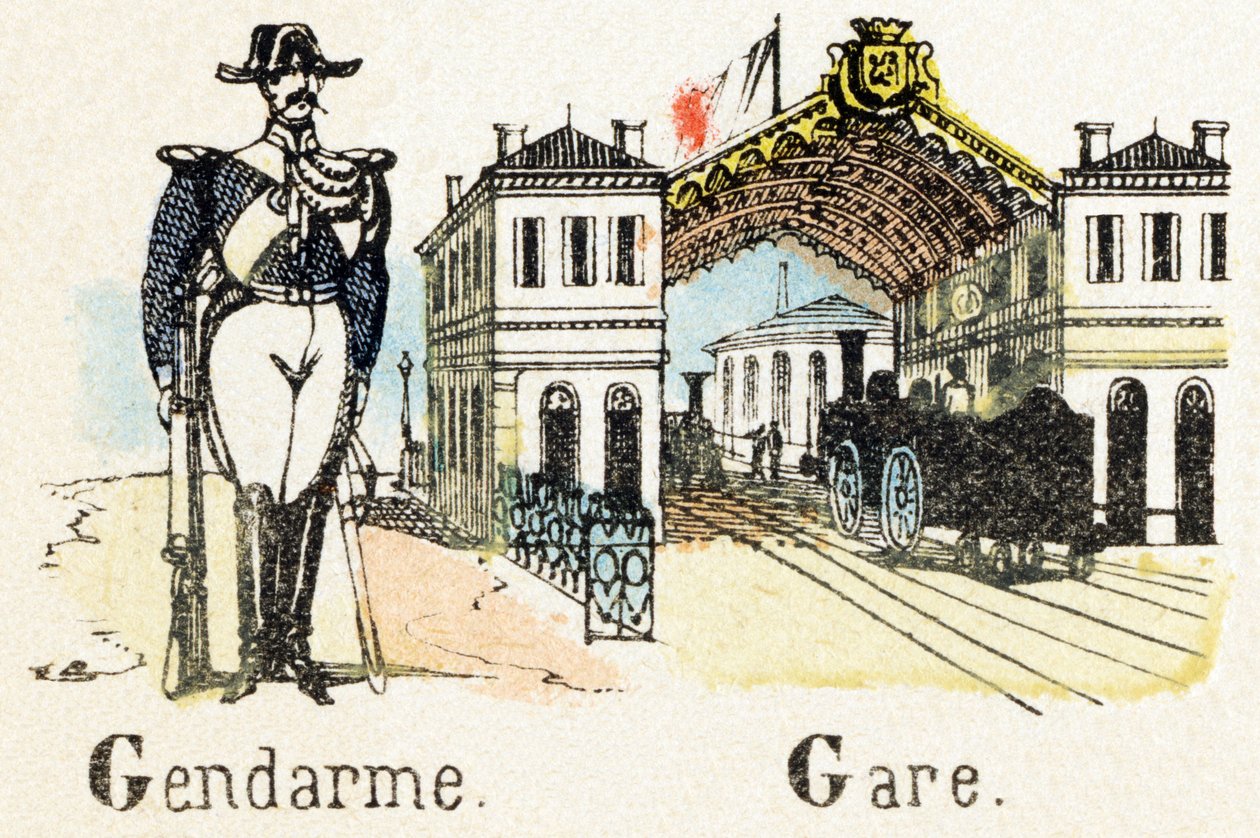 G - Gendarme Gare - الأبجدية - ترفيه الأطفال - صورة epinal ، سلسلة شعبية c1890 (رسم توضيحي) بواسطة غير معروف