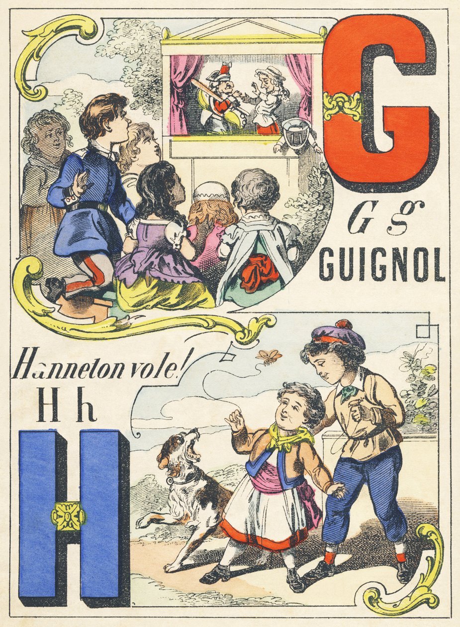 GH: Guignol، Hanneton Vole! - ألعاب الأبجدية ، حوالي 1890 (رسم توضيحي) بواسطة غير معروف