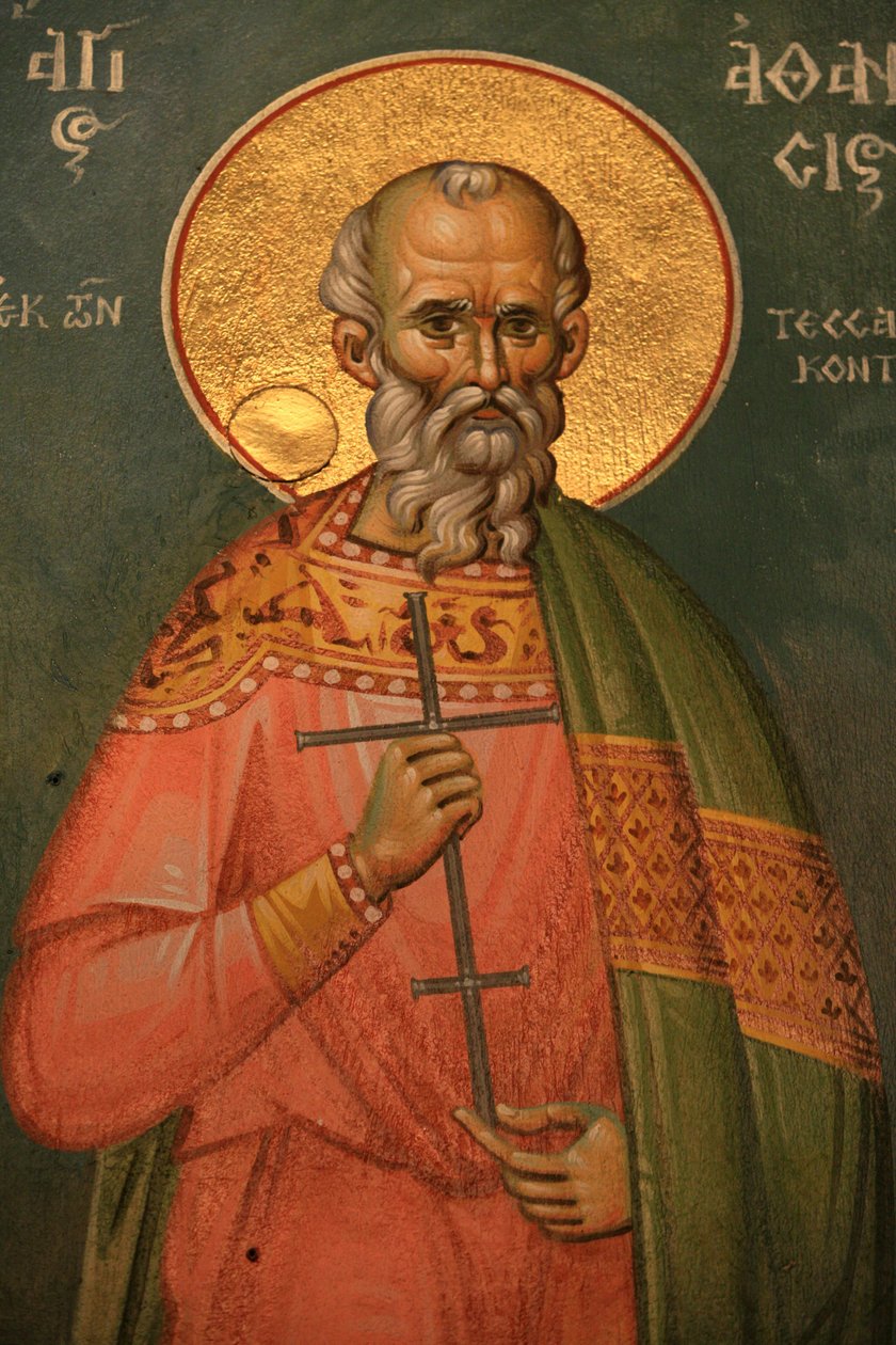 Greek orthodox icon : Saint Athanasos Thessalonique Grece بواسطة غير معروف