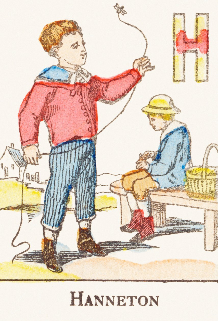 H: Hanneton - نقش من "Alphabet des jeux" ، حوالي عام 1890 بواسطة غير معروف