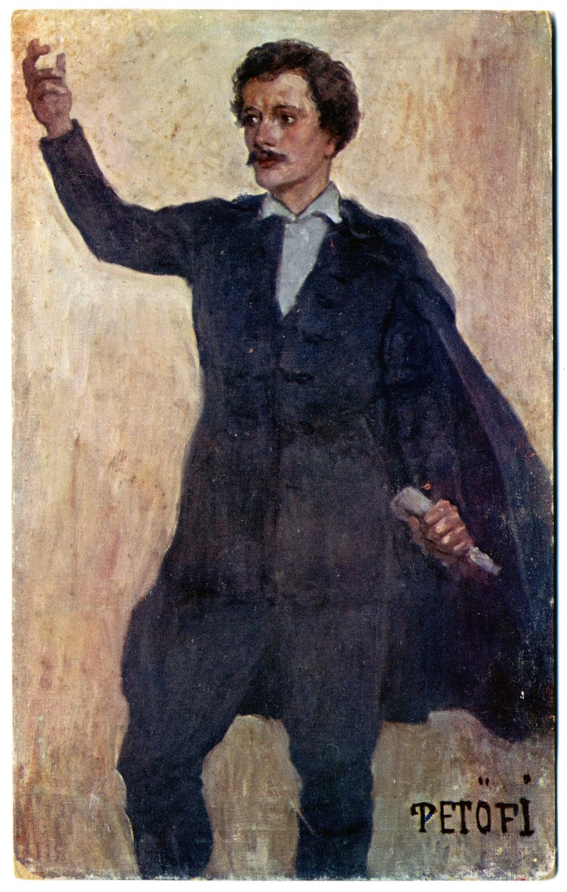 تاريخ. هنغاريا. الشاعر والثوري ساندور بيتوفي. بطاقة بريدية ، المجر ، حوالي عام 1920 (بطاقة بريدية) بواسطة فنان غير معروف