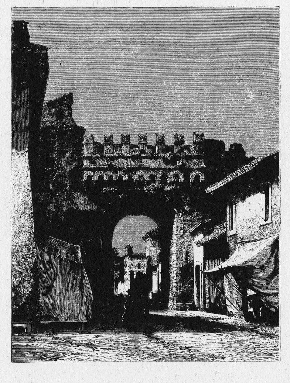 تاريخ روما القديمة. Porta Settimiana هي بوابة في جدار Aurelian في روما. بواسطة غير معروف