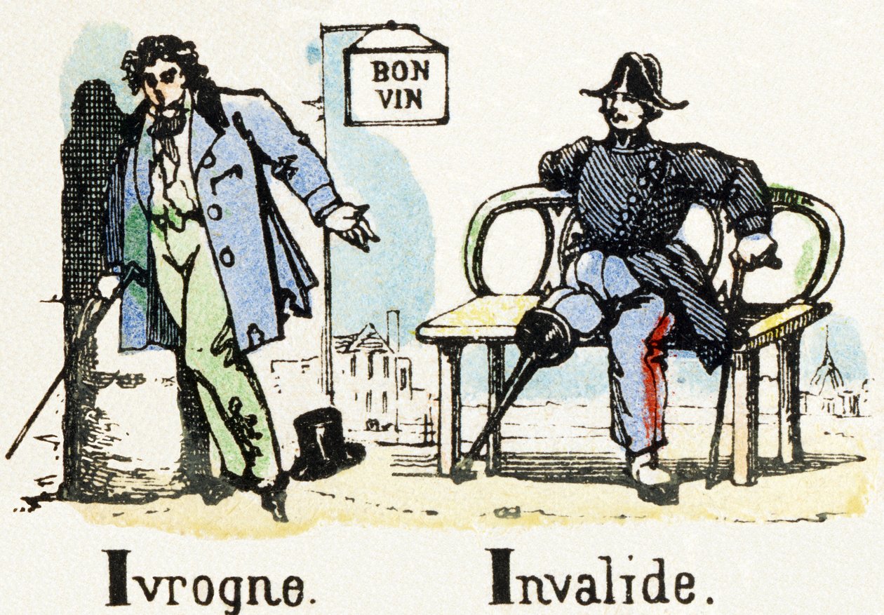 أنا - Ivrogne Invalide - الأبجدية - ترفيه الأطفال - صورة epinal ، سلسلة شعبية c1890 (رسم توضيحي) بواسطة غير معروف