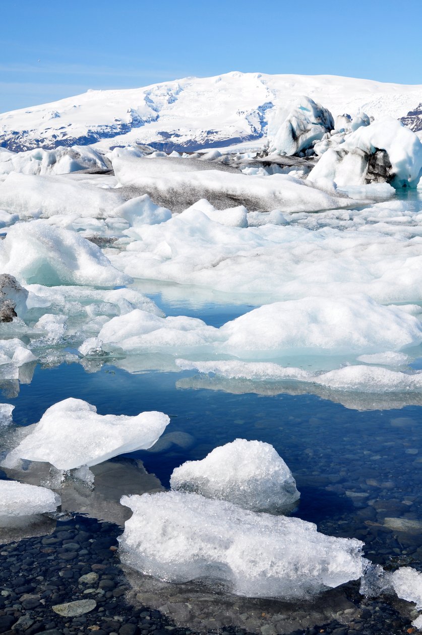 الجبال الجليدية والجليد الطافي في Jokulsarlon Glacier Lagoon ، أيسلندا (الصورة) بواسطة فنان غير معروف
