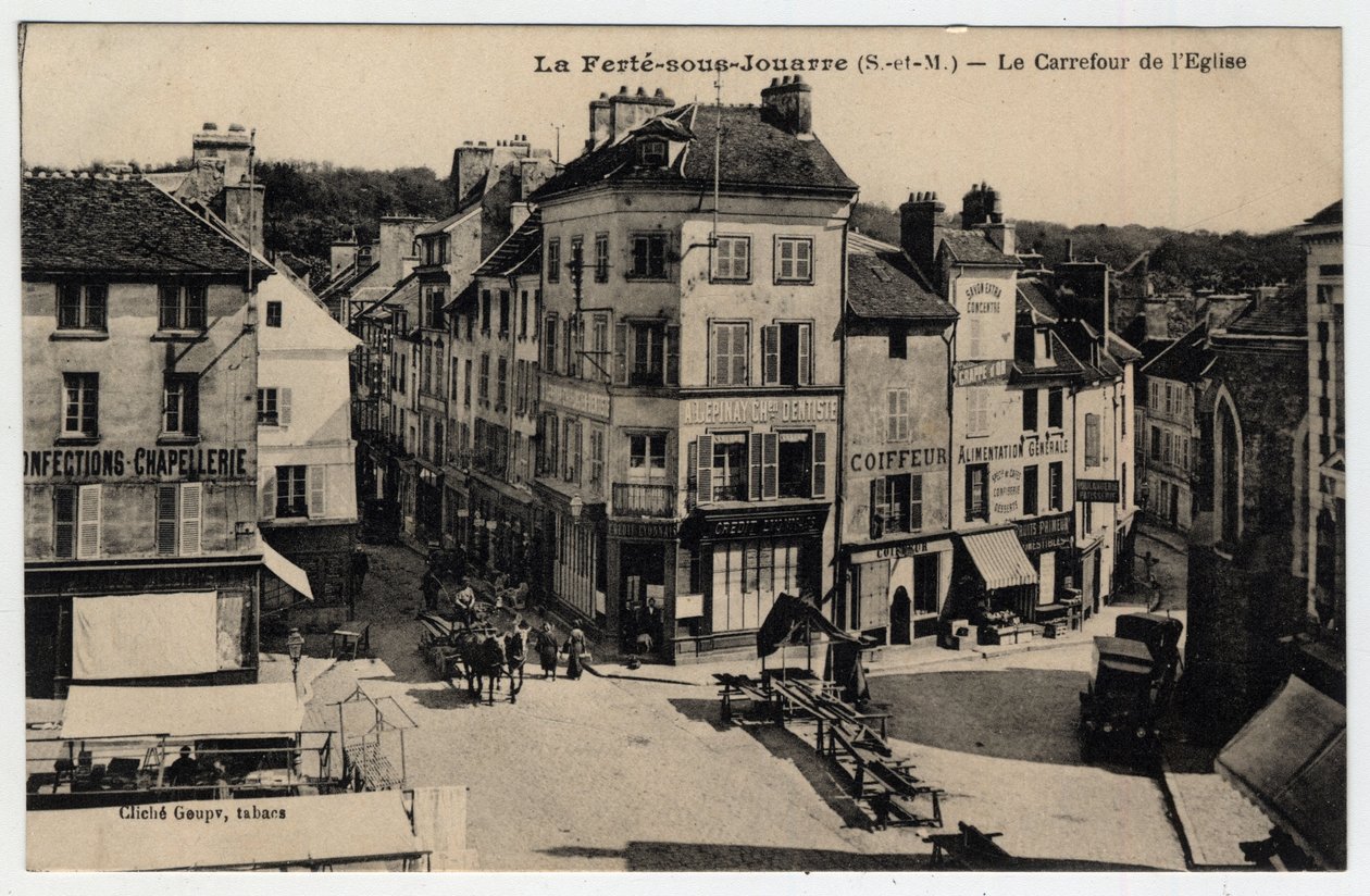 Ile de France, Seine et Marne (77), Ferte-sous-Jouarre (Ferte-sous-Jouarre): the crossroads of the Church - Postcard late 19th-beginning 20th century بواسطة غير معروف